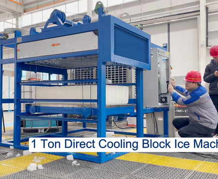 Máquina de fabricación de hielo en bloques de enfriamiento directo a pequeña escala de 1 tonelada